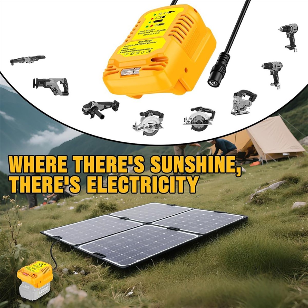 Solar Emergency Charger - شاحن شمسي محمول لبطاريات ديوالت 20